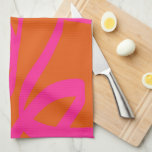 Mid Century Modern Abstract Lines Orange And Pink Kitchen Towel<br><div class="desc">Abstract brushstrokes - abstract shapes in burnt orange and hot pink.</div>