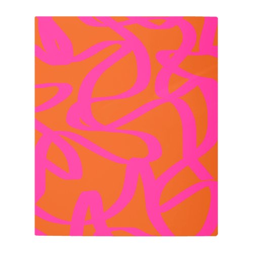 Mid Century Modern Abstract Lines Orange And Pink Metal Print