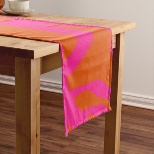 Mid Century Modern Abstract Lines Orange And Pink Short Table Runner