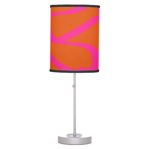Mid Century Modern Abstract Lines Orange And Pink Table Lamp