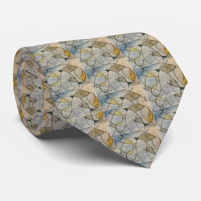 Mid-Century Modern Abstract Men's Tie (Rolled)