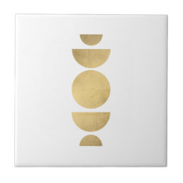 Mid-century Modern Abstract Moon Phases White Ceramic Tile