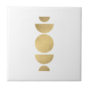 Mid-century Modern Abstract Moon Phases White Ceramic Tile