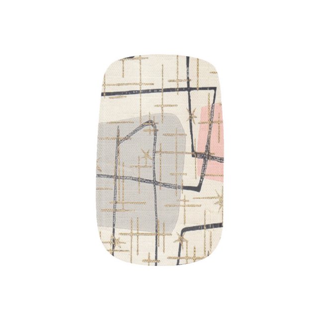 Mid Century Modern Abstract Nail Art Decals (Right Thumb)
