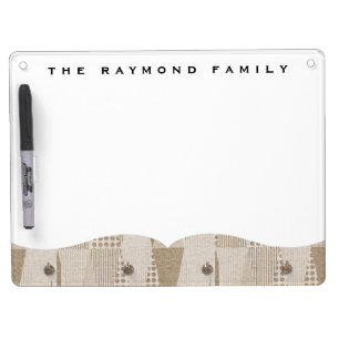 Mid Century Modern Abstract Neutral Print Dry Erase Board With Keychain Holder