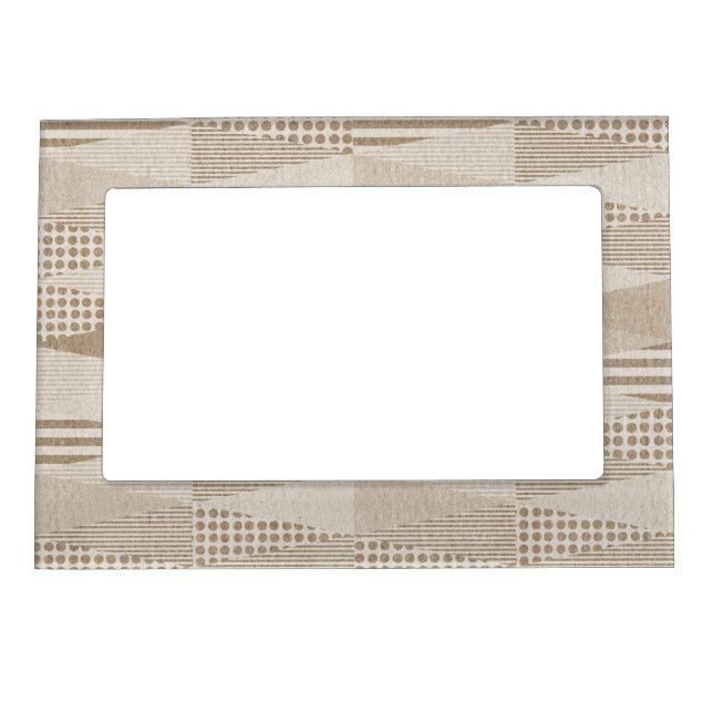 Mid Century Modern Abstract Neutral Print Magnetic Photo Frame (Front)
