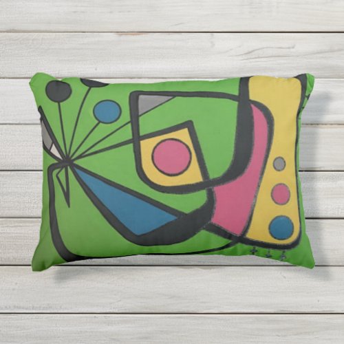 Mid Century Modern Abstract num 4 on a Outdoor Pillow