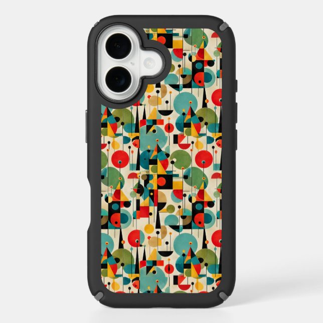 Mid Century Modern Abstract Object Retro Geometric Speck iPhone Case (Front)