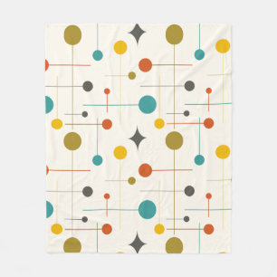 Mid Century Modern Abstract Pattern 29 Cream Fleece Blanket