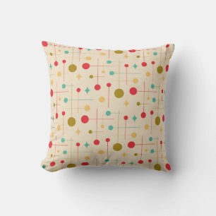 Mid Century Modern Abstract Pattern 29 Cream Throw Pillow