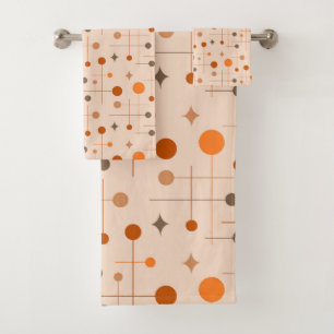 Mid Century Modern Abstract Pattern 29 Earthy Bath Towel Set
