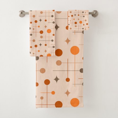Mid Century Modern Abstract Pattern 29 Earthy  Bath Towel Set
