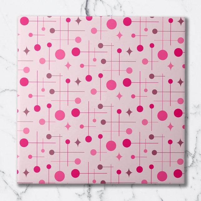 Mid Century Modern Abstract Pattern 29 Magenta Ceramic Tile (Creator Uploaded)