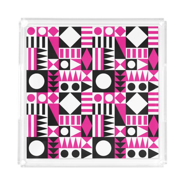 Mid-century modern abstract pattern. acrylic tray (Front)