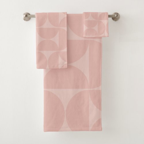 Mid Century Modern Abstract Pattern Blush Pink Bath Towel Set