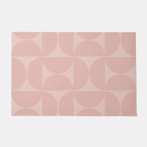 Mid Century Modern Abstract Pattern Blush Pink Doormat