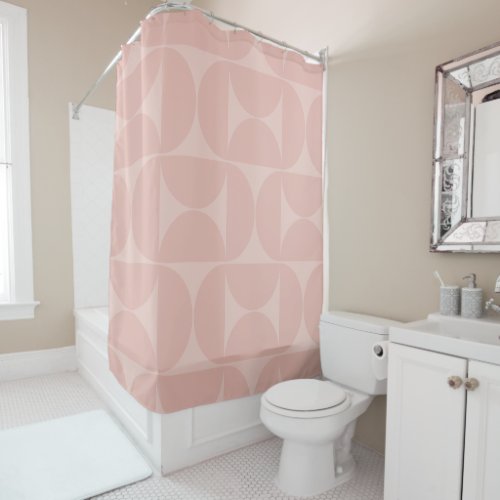 Mid Century Modern Abstract Pattern Blush Pink Shower Curtain
