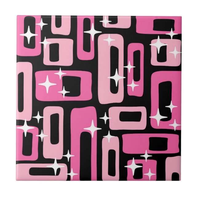 Mid Century Modern Abstract Pattern Ceramic Tile (Front)