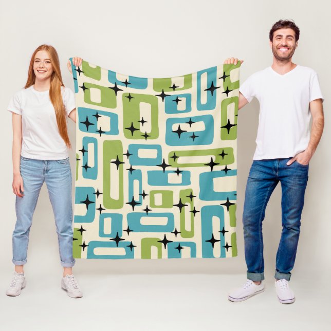 Mid Century Modern Abstract Pattern Fleece Blanket (In Situ)