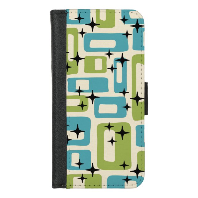 Mid Century Modern Abstract Pattern iPhone Wallet Case (Front)