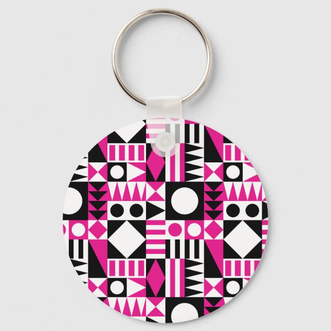 Mid-century modern abstract pattern. keychain (Front)