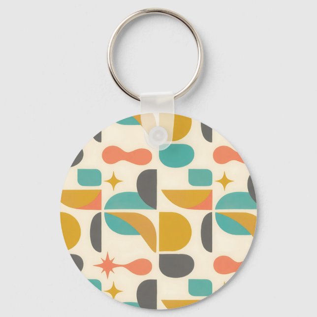 Mid Century Modern Abstract Pattern Keychain (Front)