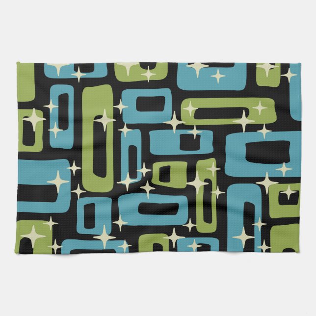 Mid Century Modern Abstract Pattern Kitchen Towel (Horizontal)