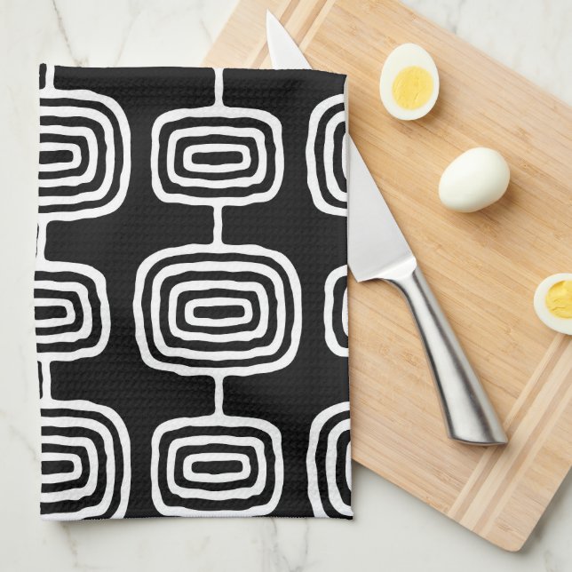 Mid Century Modern Abstract Pattern Kitchen Towel (Quarter Fold)