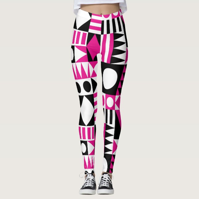 Mid-century modern abstract pattern. leggings (Front)