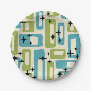 Mid Century Modern Abstract Pattern Paper Plates