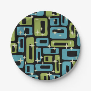 Mid Century Modern Abstract Pattern Paper Plates