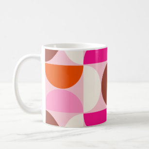 Mid Century Modern Abstract Pattern Pink Orange Coffee Mug