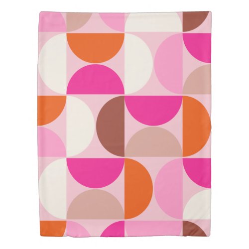 Mid Century Modern Abstract Pattern Pink Orange Du Duvet Cover