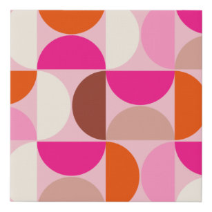 Mid Century Modern Abstract Pattern Pink Orange Faux Canvas Print