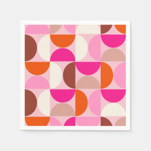 Mid Century Modern Abstract Pattern Pink Orange Napkins