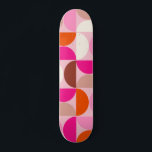 Mid Century Modern Abstract Pattern Pink Orange Skateboard<br><div class="desc">Retro mid century modern pattern – abstract geometric shapes – minimalist pattern in pink, orange, Brown and white.</div>