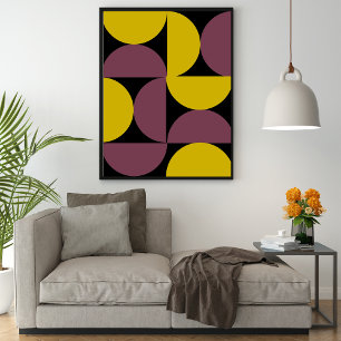 Mid Century Modern Abstract Pattern Purple Rustic Poster