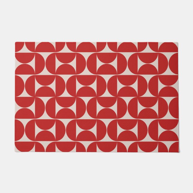 Mid Century Modern Abstract Pattern Red Doormat (Front)