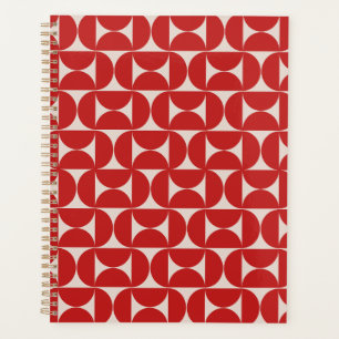 Mid Century Modern Abstract Pattern Red Planner