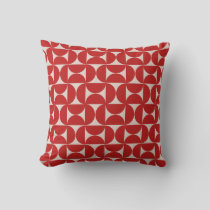 Mid Century Modern Abstract Pattern Red Throw Pillow