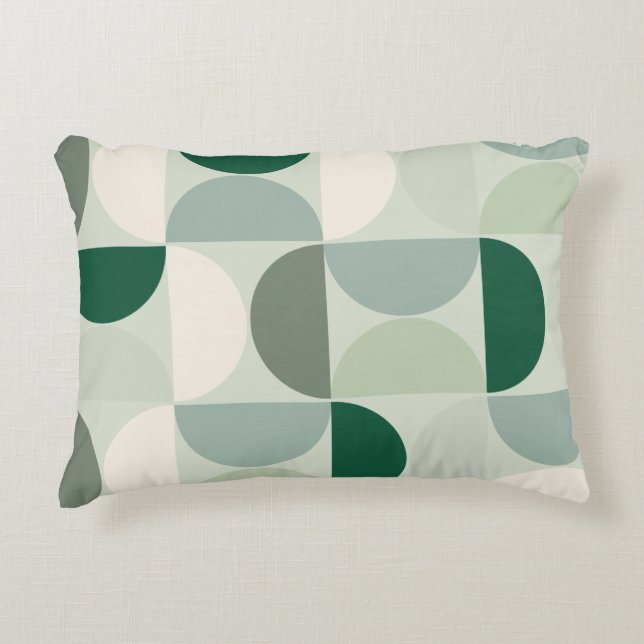 Mid Century Modern Abstract Pattern Sage Green Accent Pillow (Front)