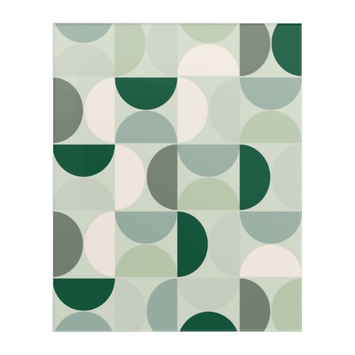 Mid Century Modern Abstract Pattern Sage Green Acrylic Print