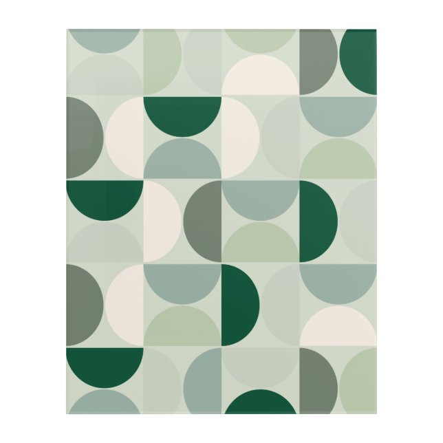 Mid Century Modern Abstract Pattern Sage Green Acrylic Print (Front)