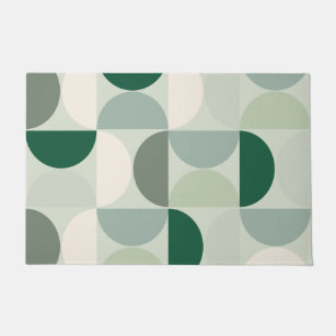 Mid Century Modern Abstract Pattern Sage Green Doormat