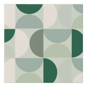 Mid Century Modern Abstract Pattern Sage Green Faux Canvas Print