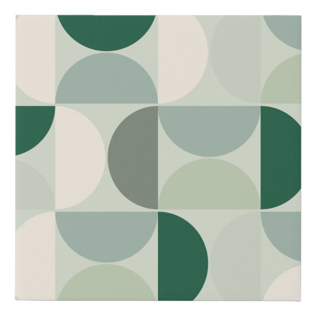 Mid Century Modern Abstract Pattern Sage Green Faux Canvas Print (Front)