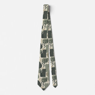 Mid Century Modern Abstract Pattern Sage Green Neck Tie