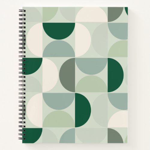 Mid Century Modern Abstract Pattern Sage Green Notebook