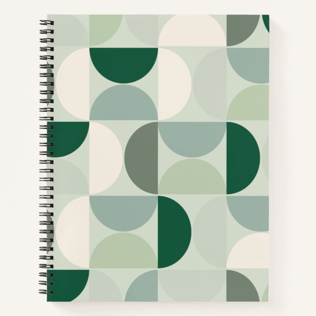 Mid Century Modern Abstract Pattern Sage Green Notebook (Front)