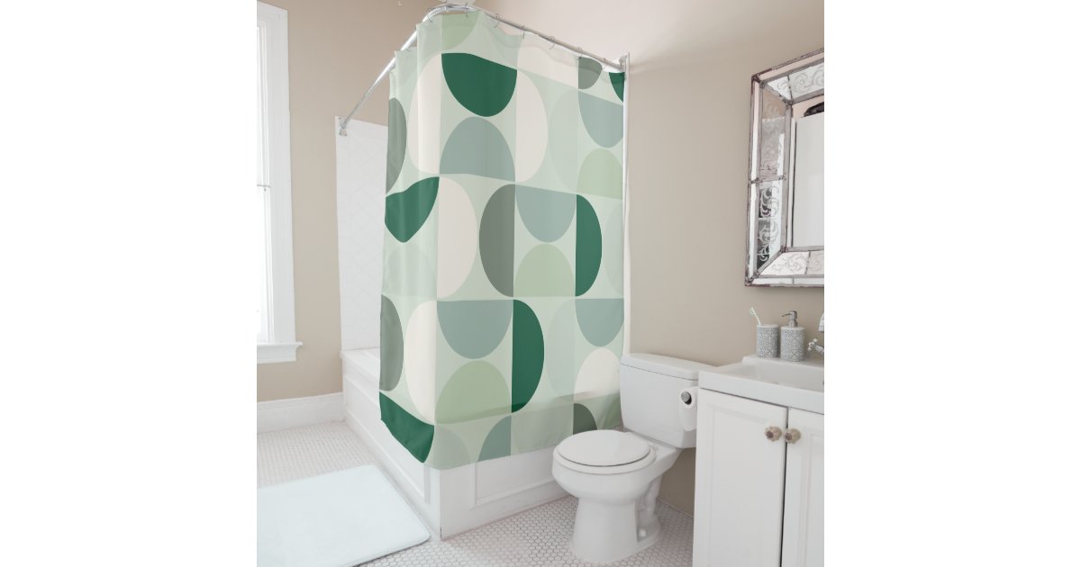 Mid Century Modern Abstract Pattern Sage Green Shower Curtain Zazzle
